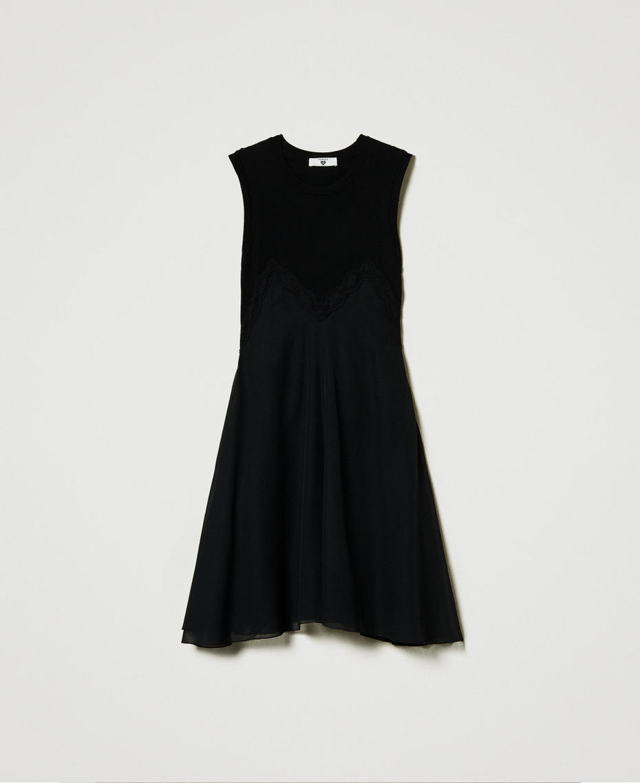 Knit and georgette short dress Black Woman 242LL3NAA_00006_S0