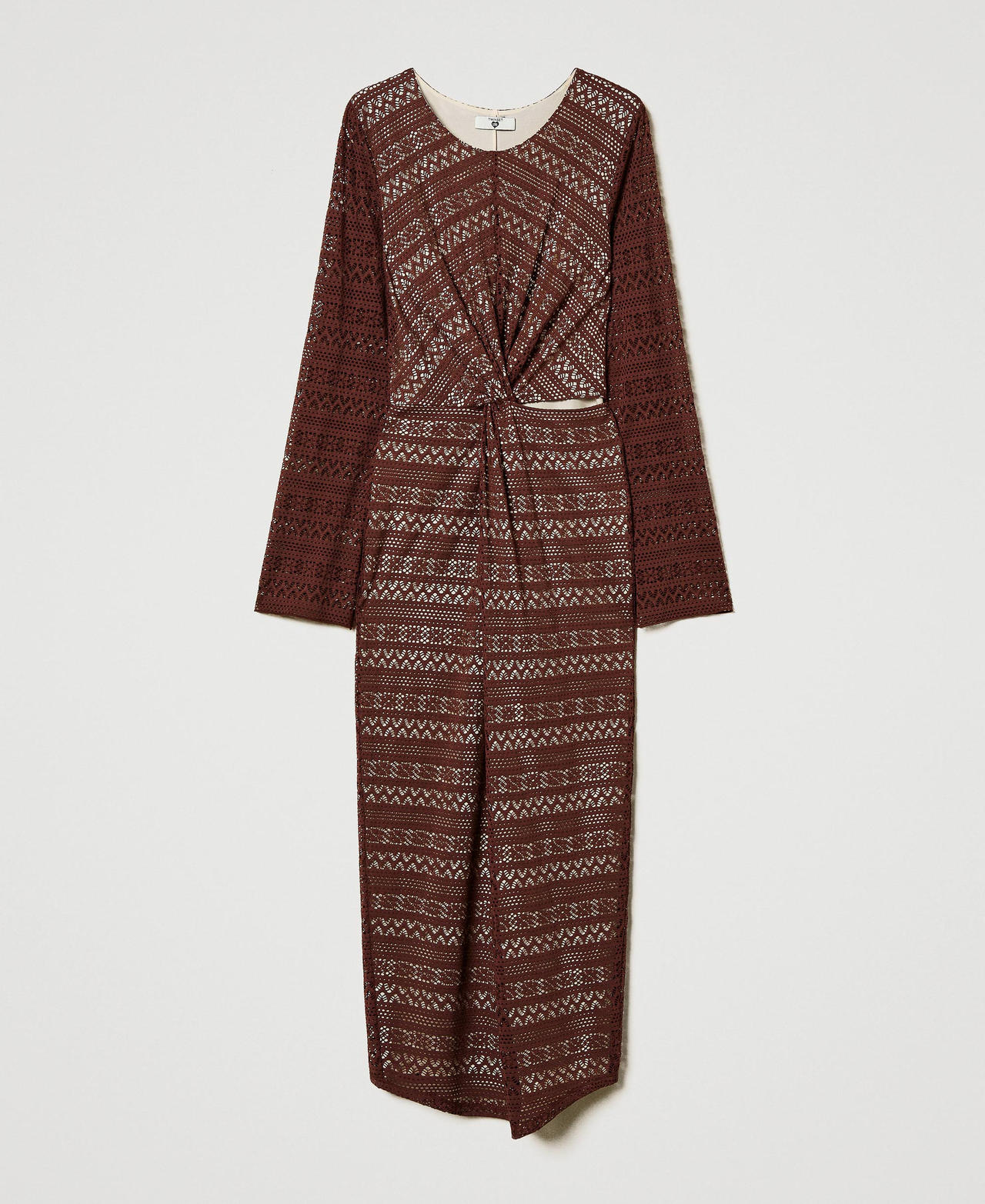 Robe longue en tissu ajouré Brown Stone Femme 251LB2GDD_12133_0S