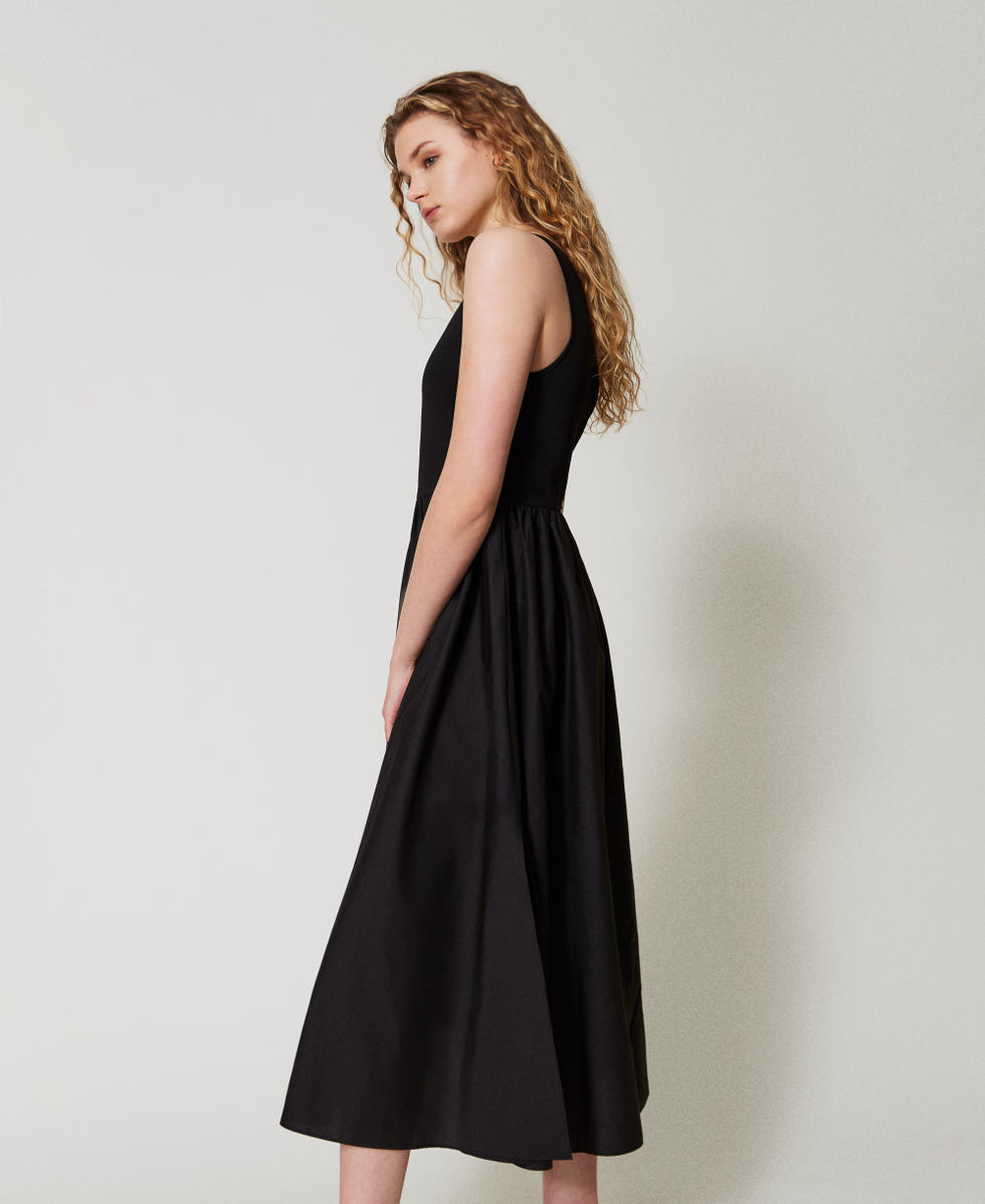 Abito lungo in maglia e popeline Nero Donna 251TT3090_00006_02
