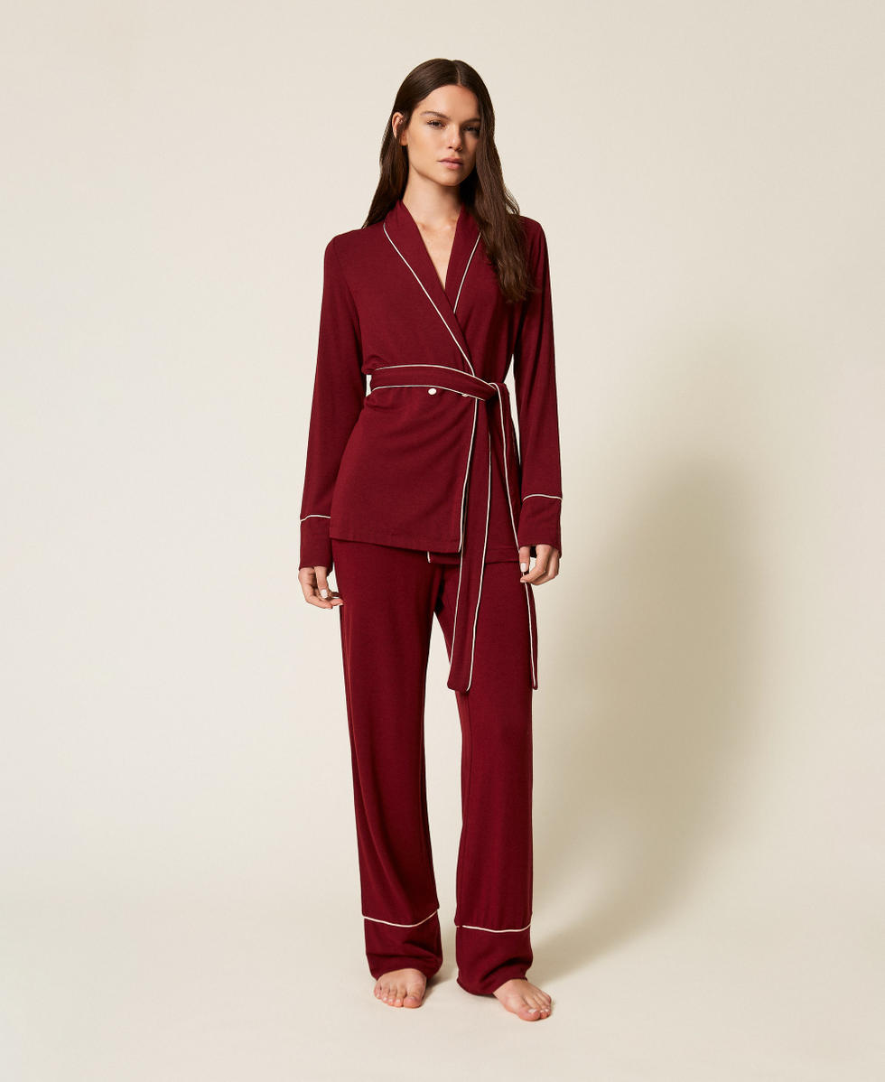Pyjama masculin avec ceinture Bicolore Rouge &laquo;&nbsp;Red Wine&nbsp;&raquo;/Rose &laquo;&nbsp;Pink Dust&nbsp;&raquo; Femme 252LL2FAA_12861_01