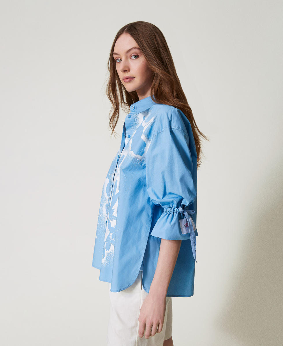 MYFO floral shirt with drawstring Deep Light Blue Woman 251AQ2012_10583_03