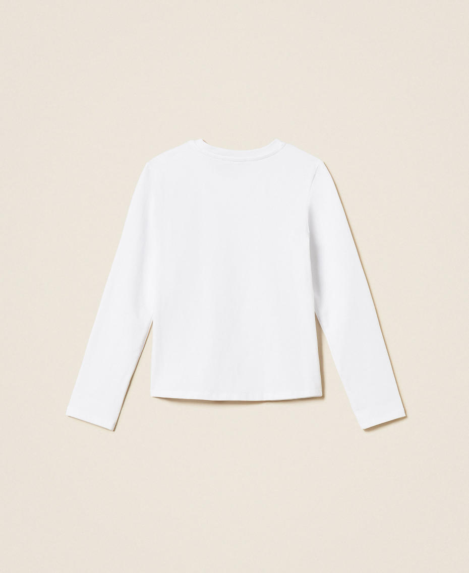 T-shirt regular con cuore Off White Cuore Magenta Bambina 262GJ2291_14008_S1