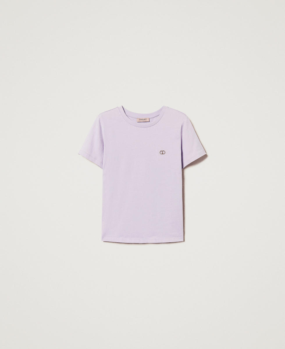 T-shirt avec logo Oval T strassé Fleurs de lilas Femme 251TT2040_00703_S0