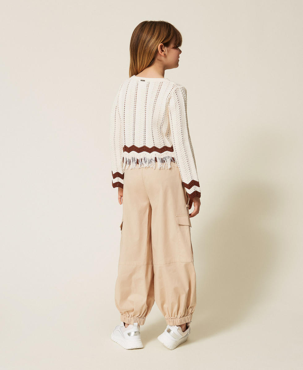Pataloni cargo in popeline Beige "Safari" Bambina 261GJ2012_13191_03