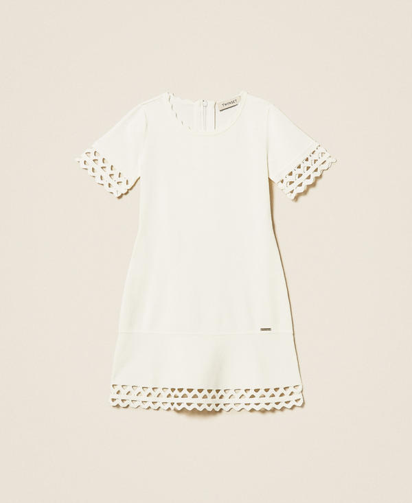Short openwork knit dress with zig-zag pattern