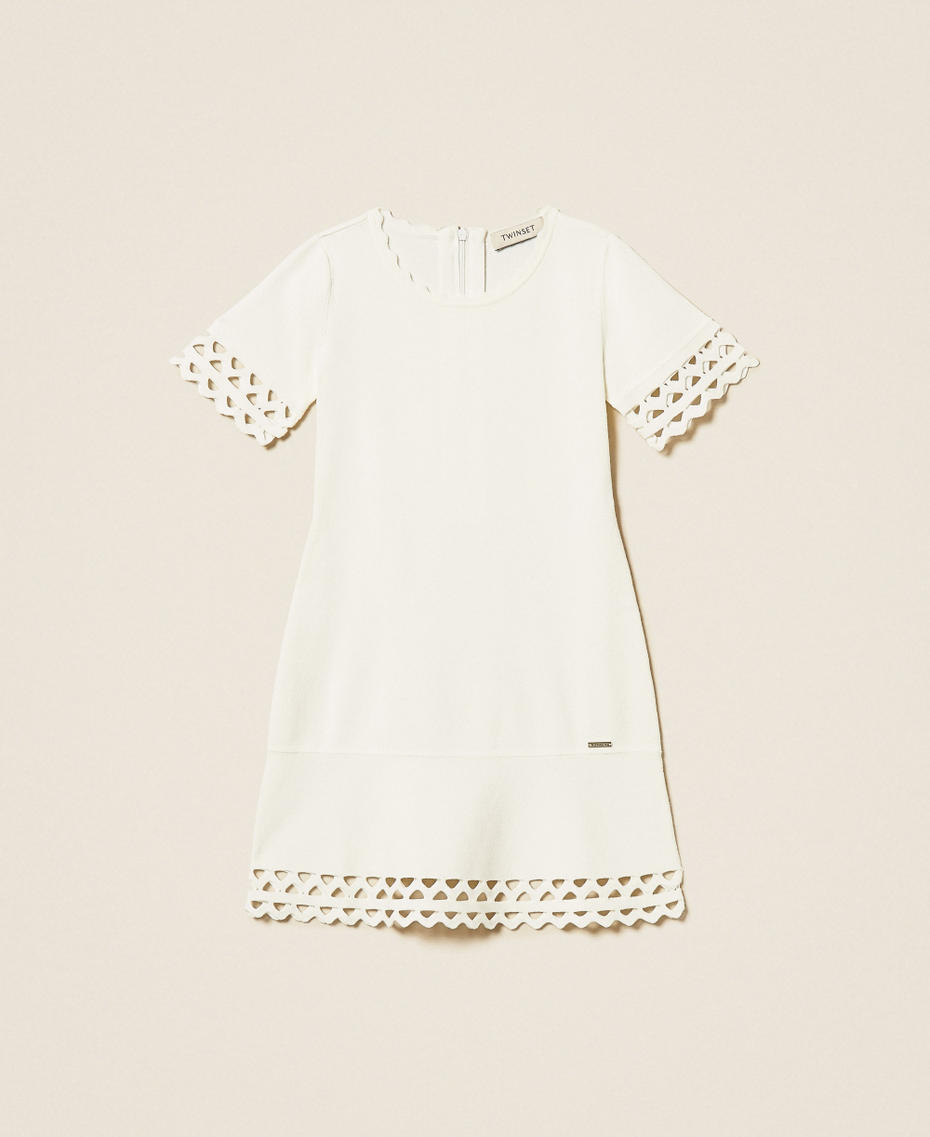 Short openwork knit dress with zig-zag pattern Off White Girl 261GJ3Q40_00526_S0