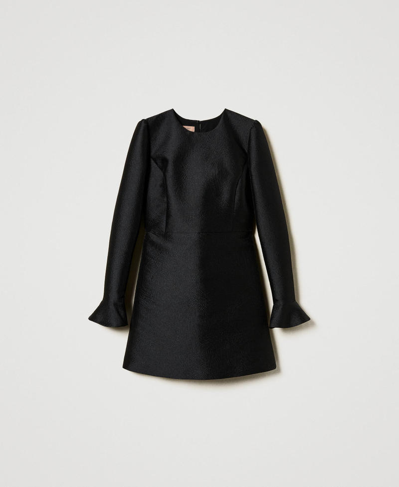 Short brocade jacquard dress Black Brocade Jacquard Woman 251TP2244_12304_S0