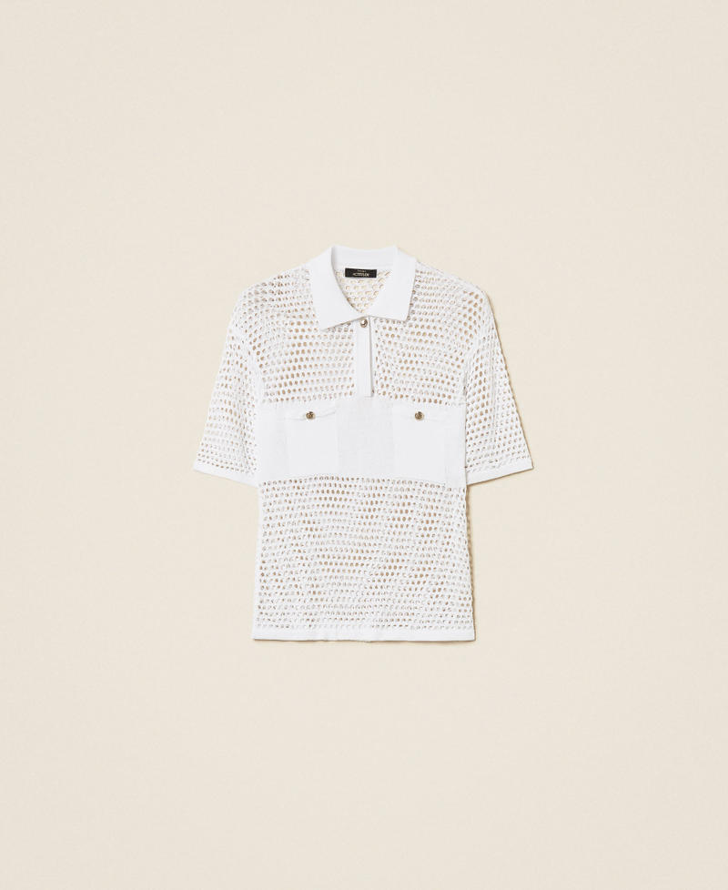 Mesh knit polo jumper Off White Woman 261AP3033_00526_S0