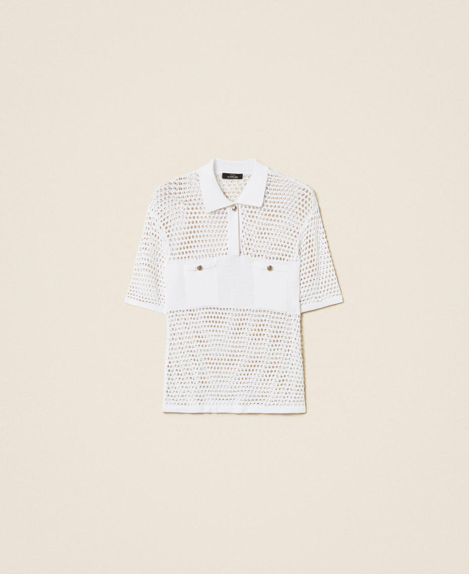 Mesh knit polo jumper Off White Woman 261AP3033_00526_S0