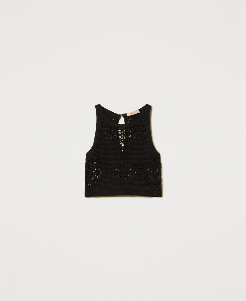 Floral crochet top Black Woman 251TT3202_00006_0S