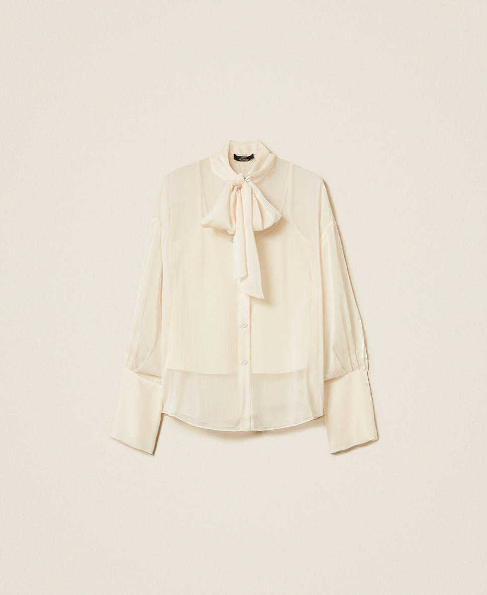 Voile shirt with sash neck