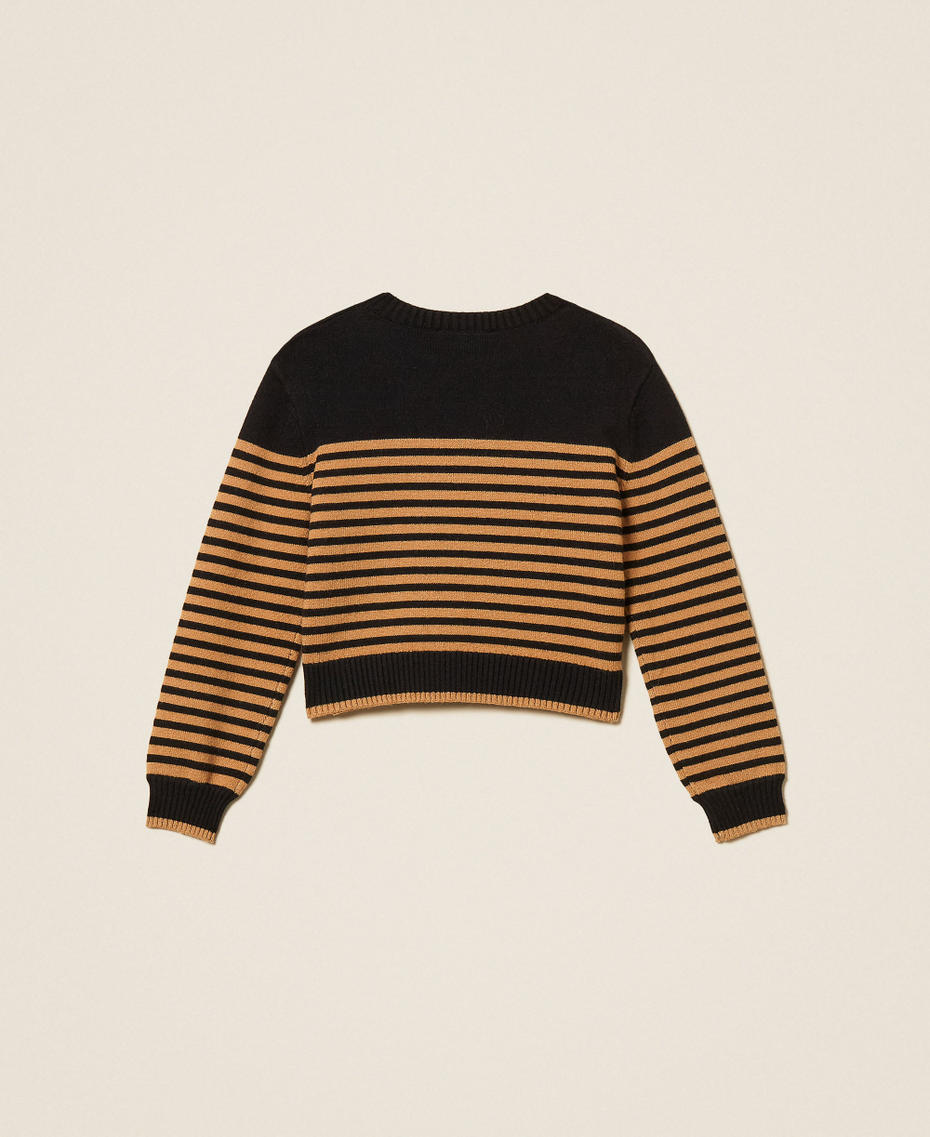 Striped jumper with buttons Black/"Iced Coffee" Brown Stripes Girl 262GJ3031_13771_S1