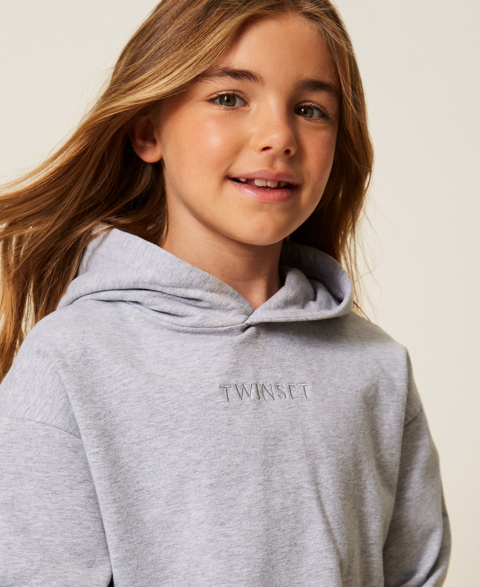 Hoodie with logo embroidery Light  Melange Grey Girl 252GJ2010_11834_04