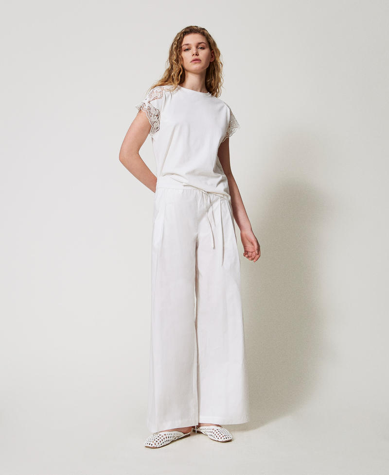 Poplin palazzo trousers White Snow Woman 251TT2120_00282_01