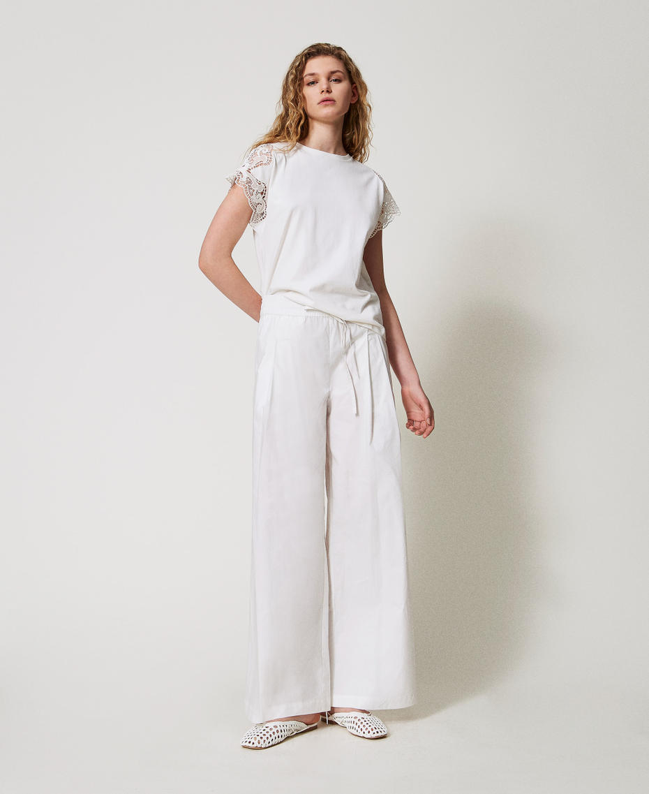 Poplin palazzo trousers White Snow Woman 251TT2120_00282_01