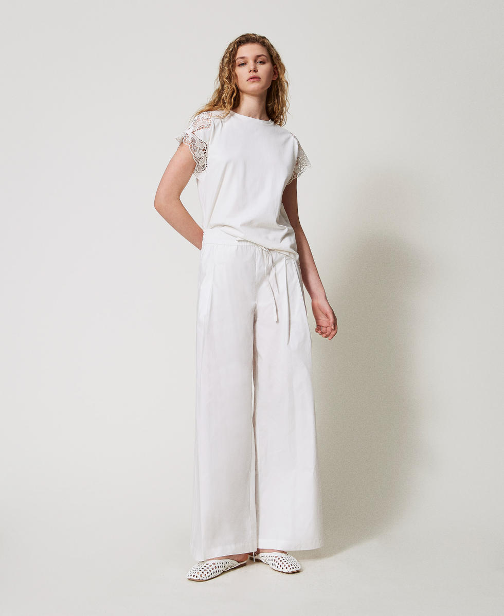 Poplin palazzo trousers