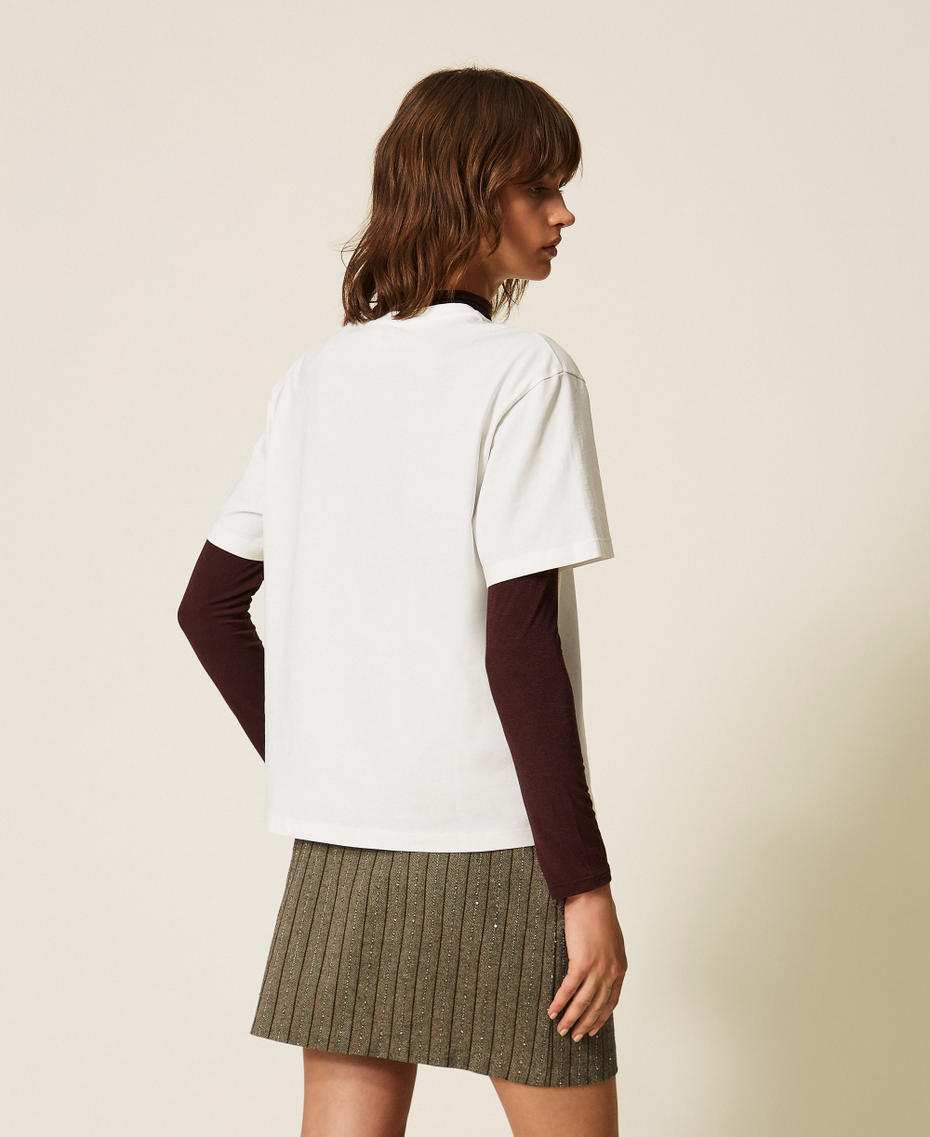 Regular crew neck T-shirt with print Cat/"Lucent White" Print Woman 262TF2090_14113_03