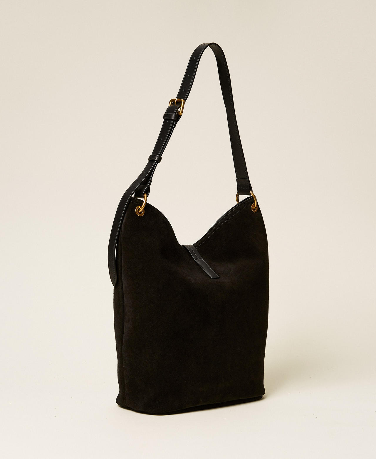 Hobo-Tasche aus Veloursleder Schwarz Frau 262TB7150_00006_03