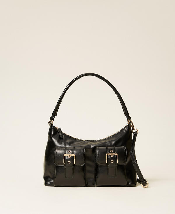 Shoulder bag with pockets and buckles