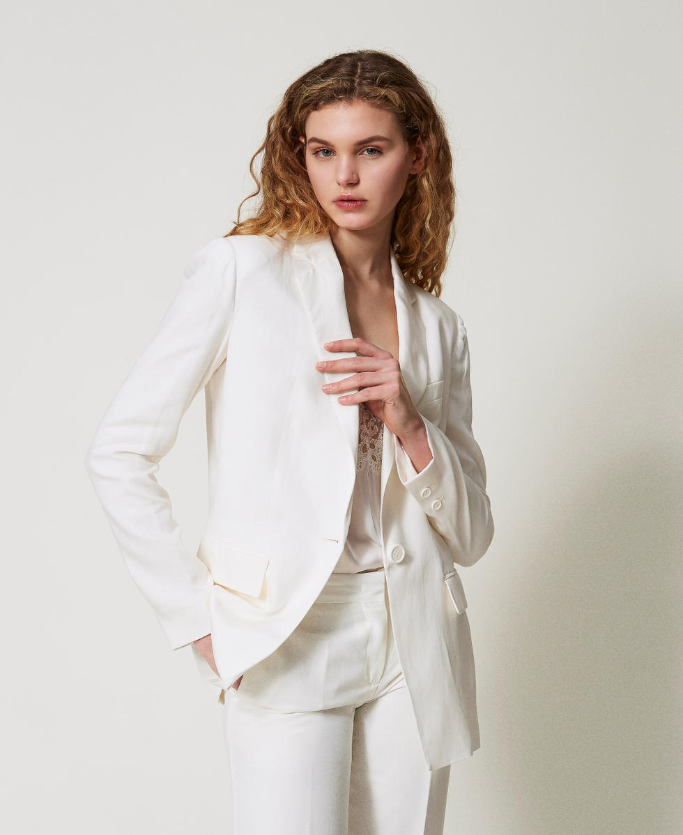 Linen-blend blazer