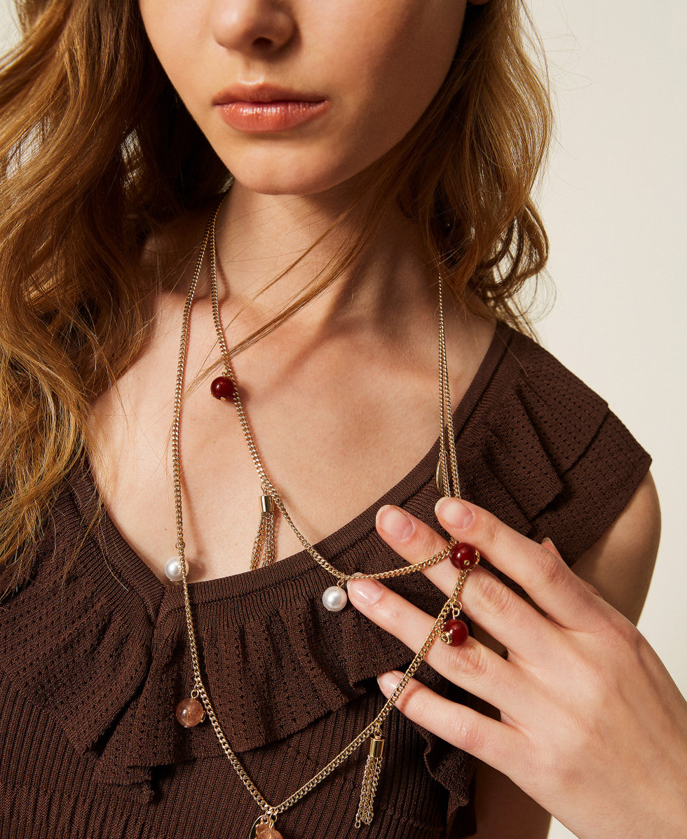 Necklace with pendants and multicolour stones
