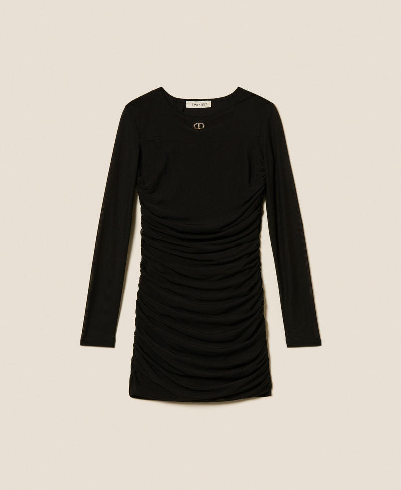 Short tulle dress with gathering Black Girl 252GJ2312_00006_S0