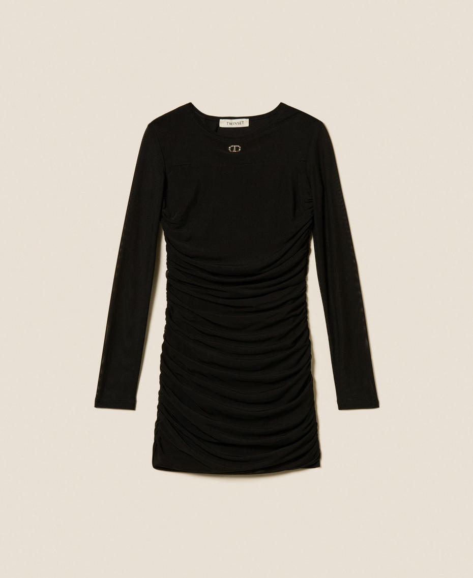 Short tulle dress with gathering Black Girl 252GJ2312_00006_S0