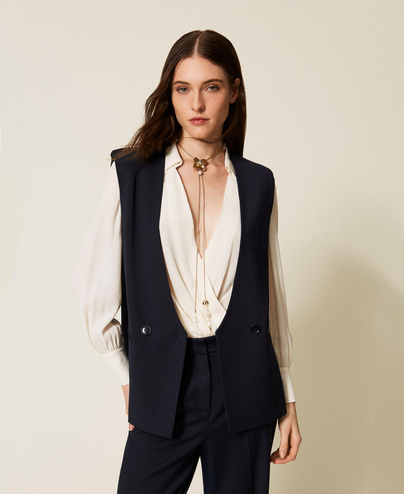 Wool blend waistcoat Classic Blue Woman 252TT2126_11956_01