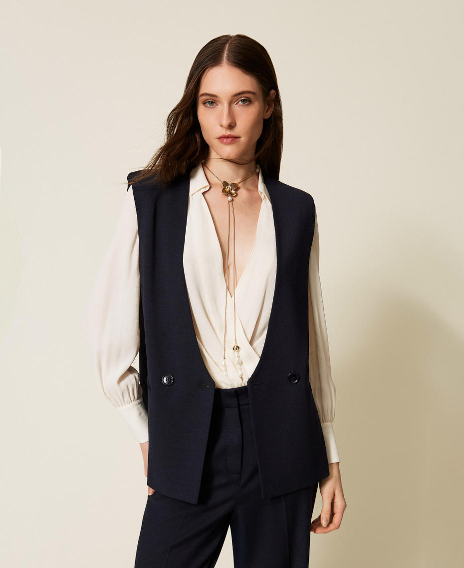 Wool blend waistcoat Classic Blue Woman 252TT2126_11956_01