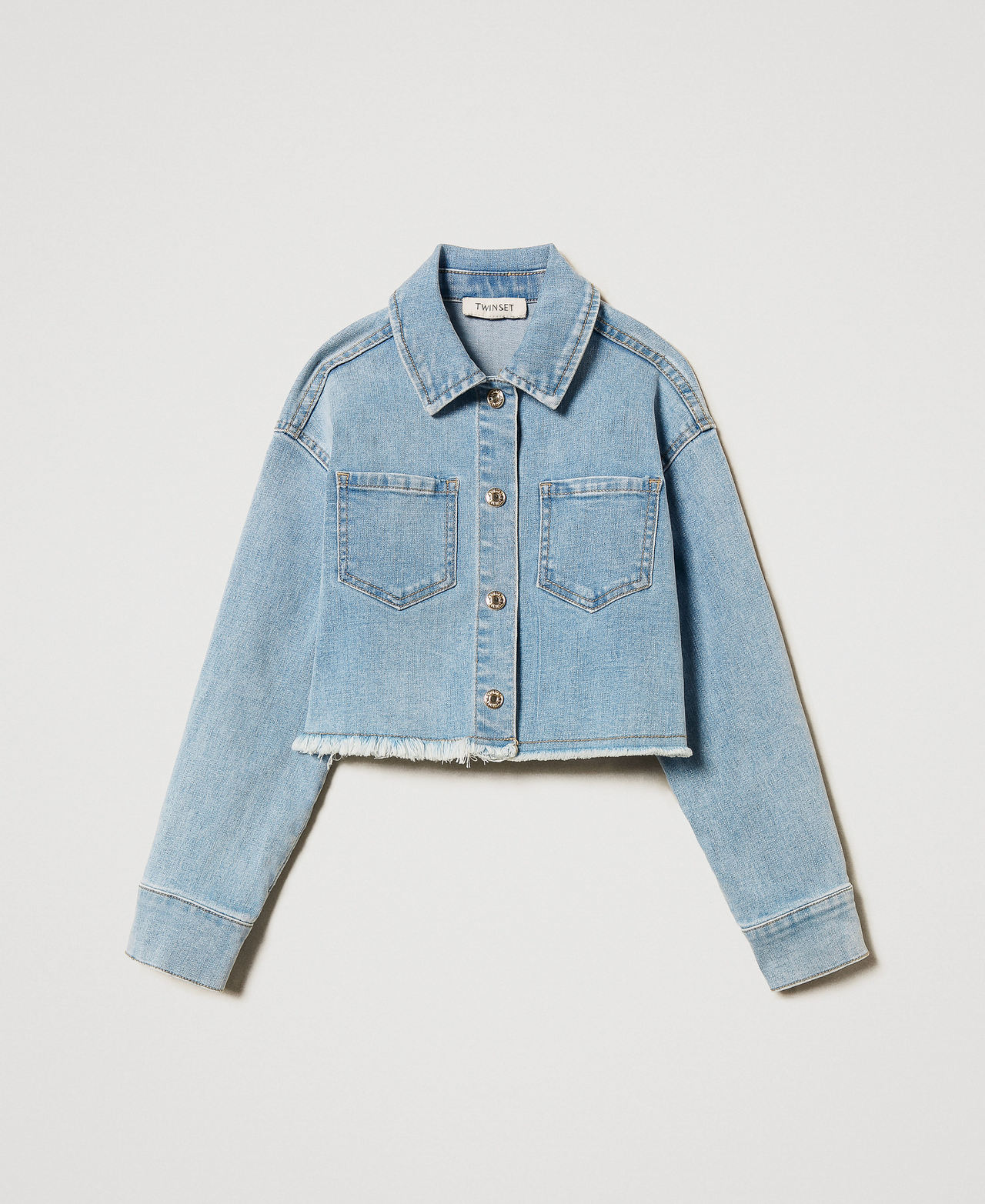 Jeansjacke mit Fransen Helles Denim Mädchen 251GJ2512_11457_0S