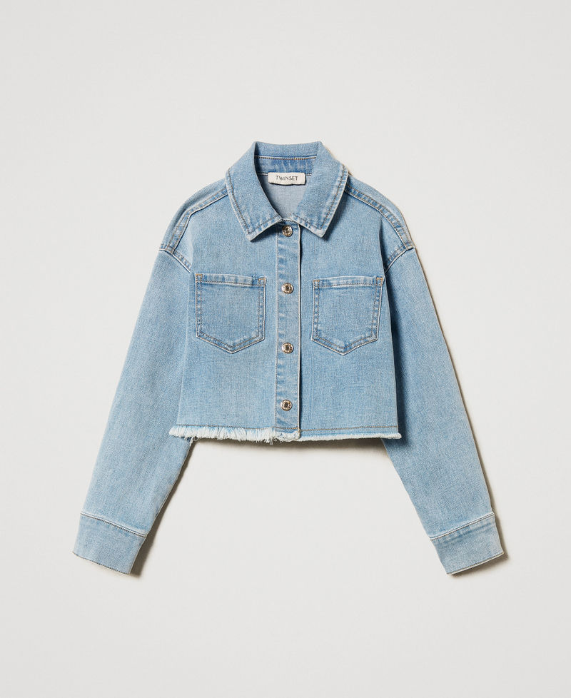 Jeansjacke mit Fransen Helles Denim Mädchen 251GJ2512_11457_0S