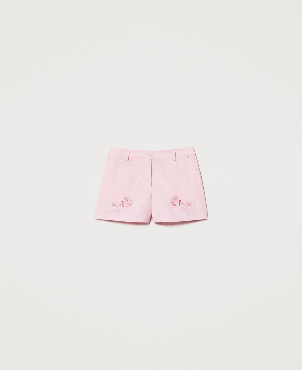 Poplin shorts with embroidery