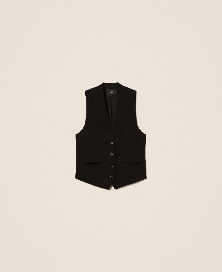 Waistcoat with buttons and welt pockets Black Woman 252AP2100_00006_S0