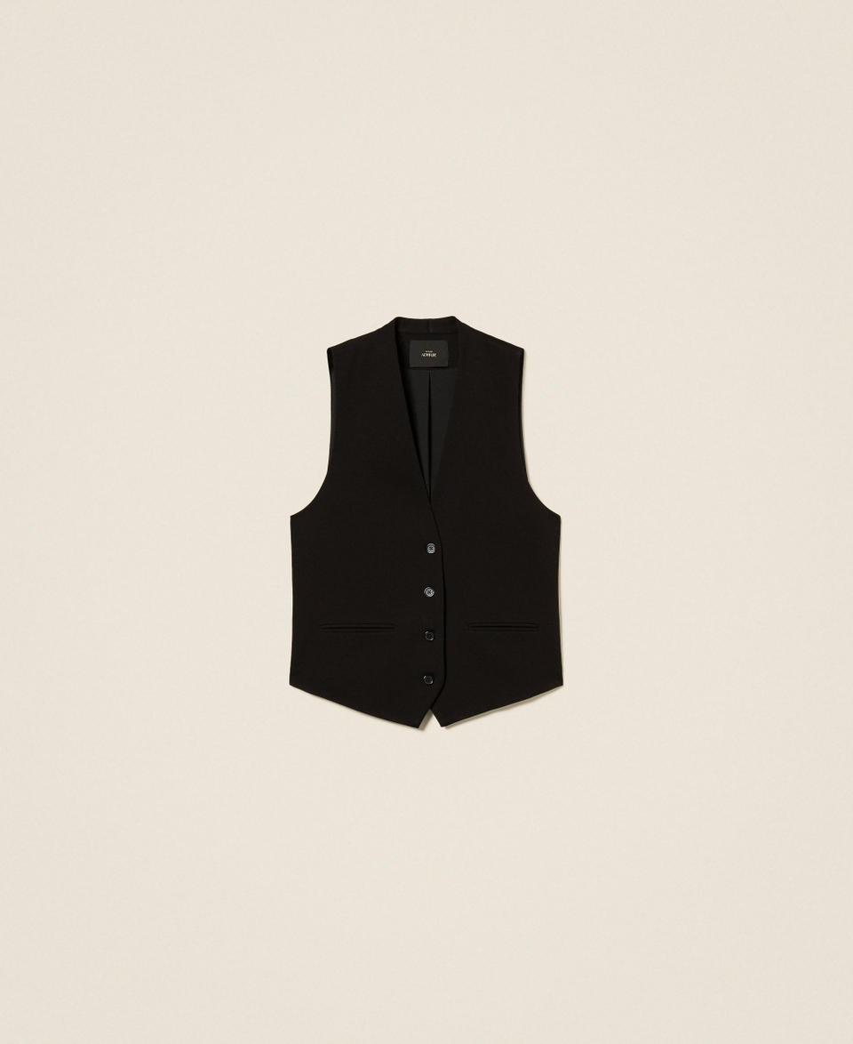 Waistcoat with buttons and welt pockets Black Woman 252AP2100_00006_S0