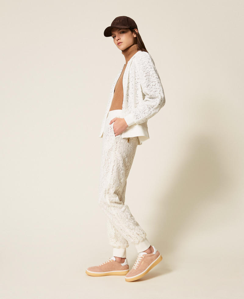 Joggers aus Spitze Mattweiß Frau 252LL2JBB_00526_02