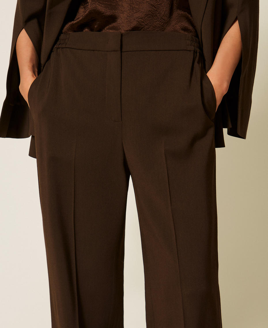 Straight twill trousers with pockets Darkness Brown Woman 262TP268G_13411_04