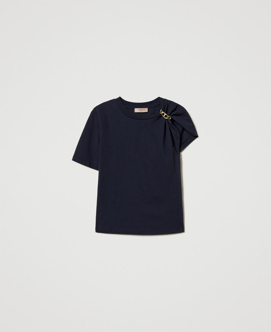 T-shirt with Oval T chain Blue Night Woman 251TP2640_00238_S0