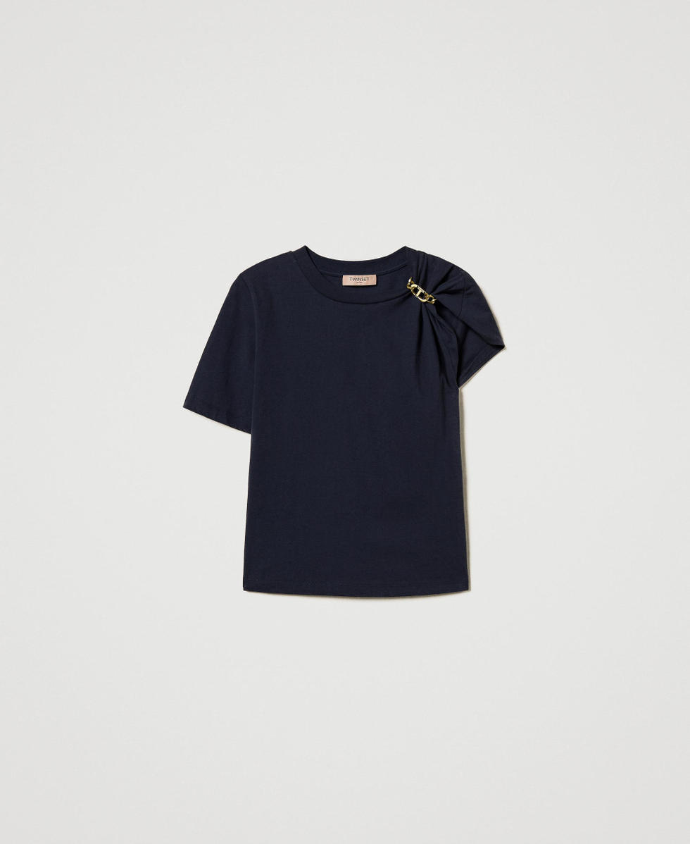 T-shirt avec cha&icirc;ne Oval T Blue Night Femme 251TP2640_00238_S0