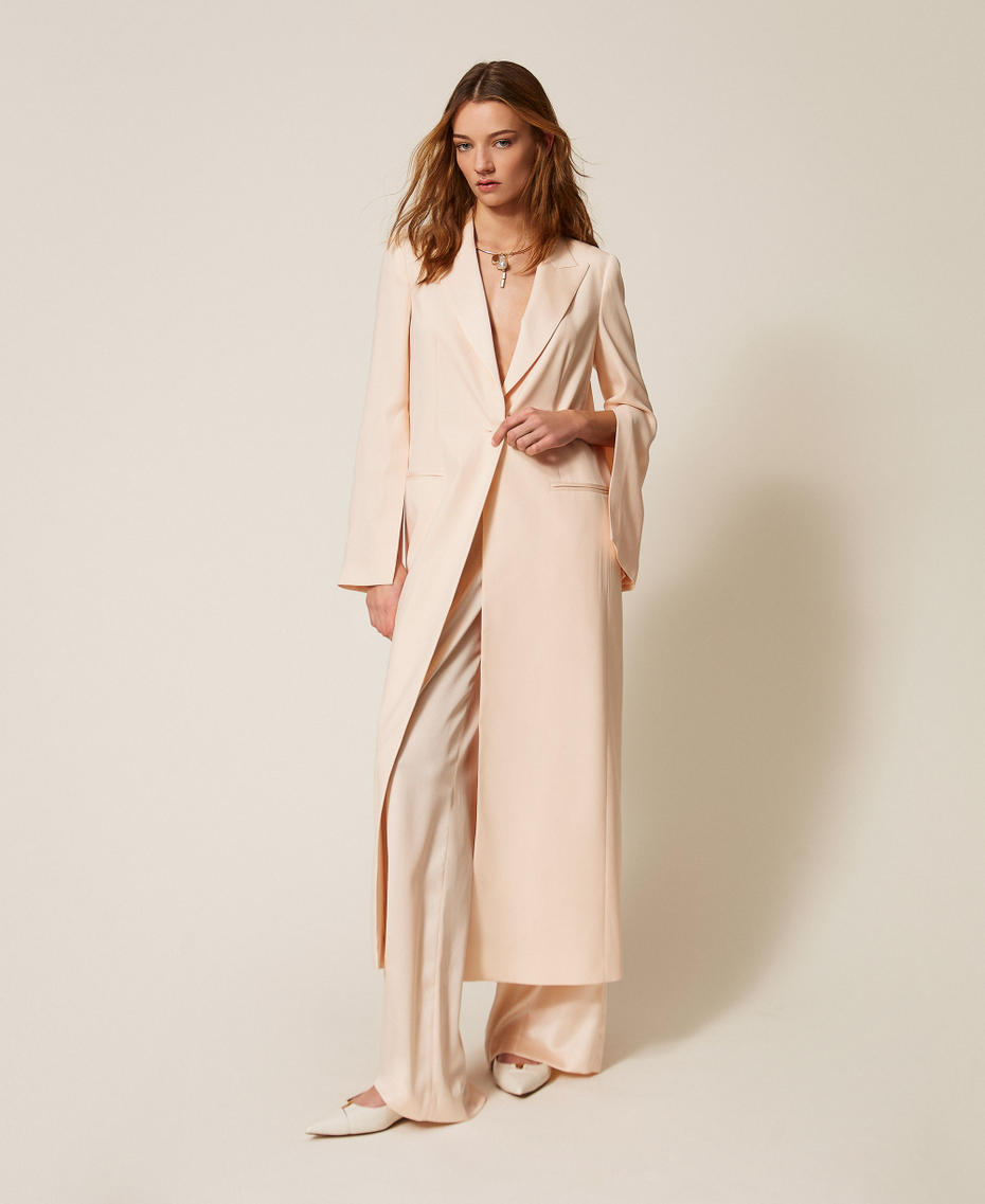 Envers satin duster coat "Parchment" Beige Woman 261TP2422_07222_01