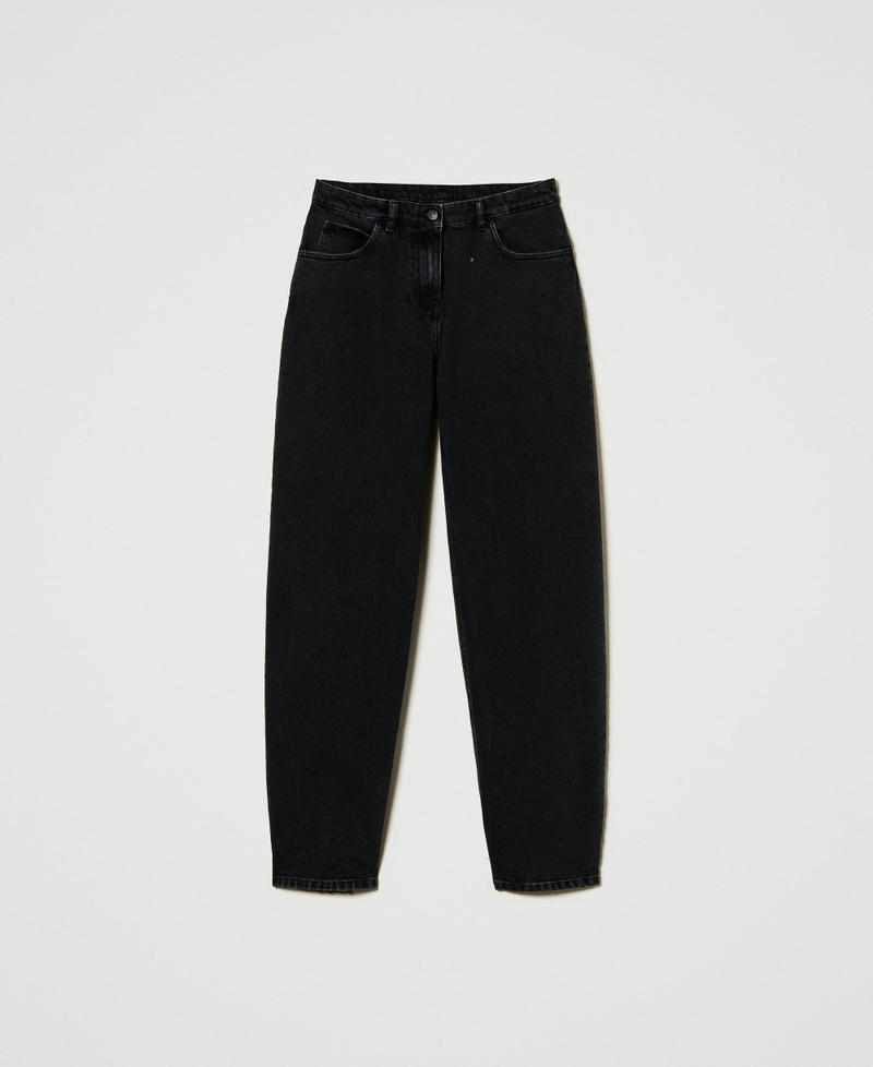 Jean noir carotte avec cinq poches Denim Noir Femme 242AT2274_01103_0S