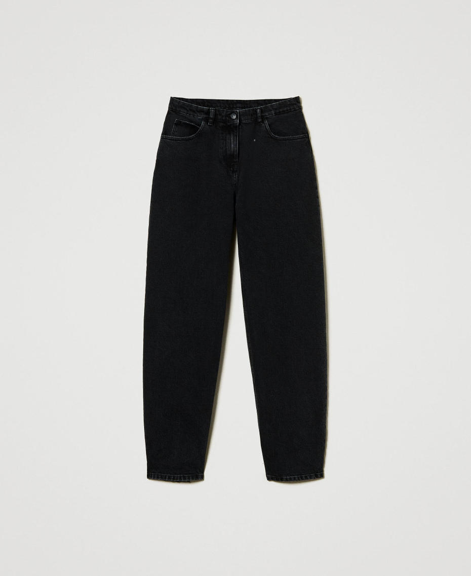 Black carrot fit jeans with five pockets Black Denim Woman 242AT2274_01103_S0