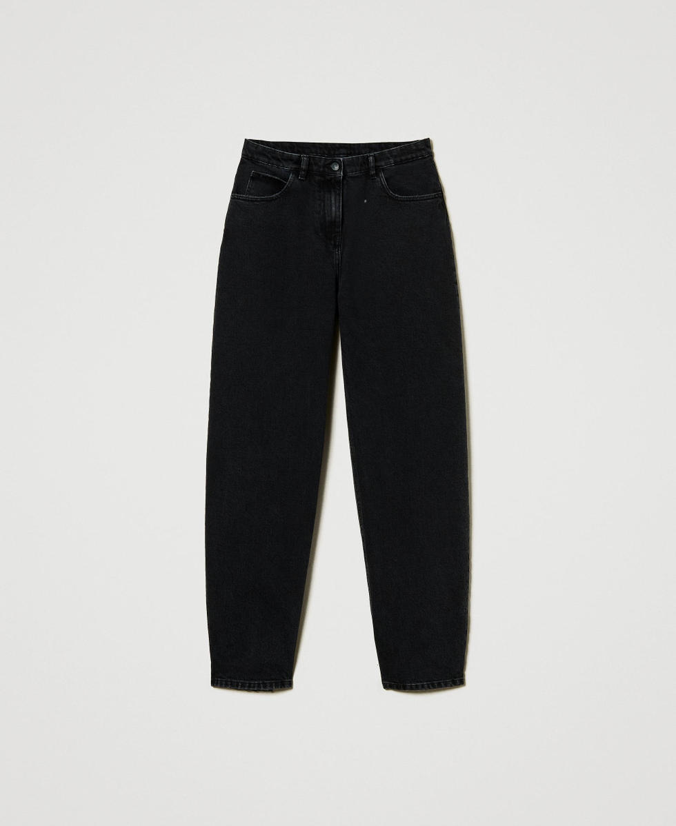 Jean noir carotte avec cinq poches Denim Noir Femme 242AT2274_01103_S0