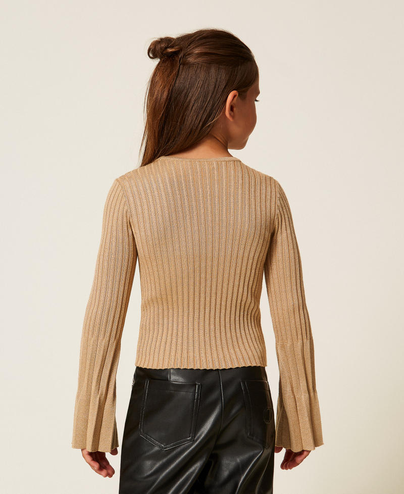 Pull plissé avec lurex Or « Gold Pleats » Fille 252GJ3111_12736_03