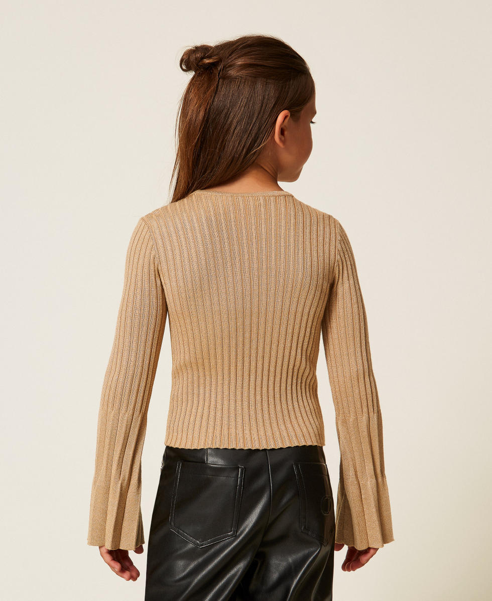 Pull pliss&eacute; avec lurex Or &laquo;&nbsp;Gold Pleats&nbsp;&raquo; Fille 252GJ3111_12736_03