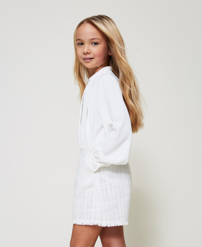 Crêpe de Chine and bouclé jumpsuit Two-tone Ice/Bouclè Girl 251GJ2QQ0_12139_02