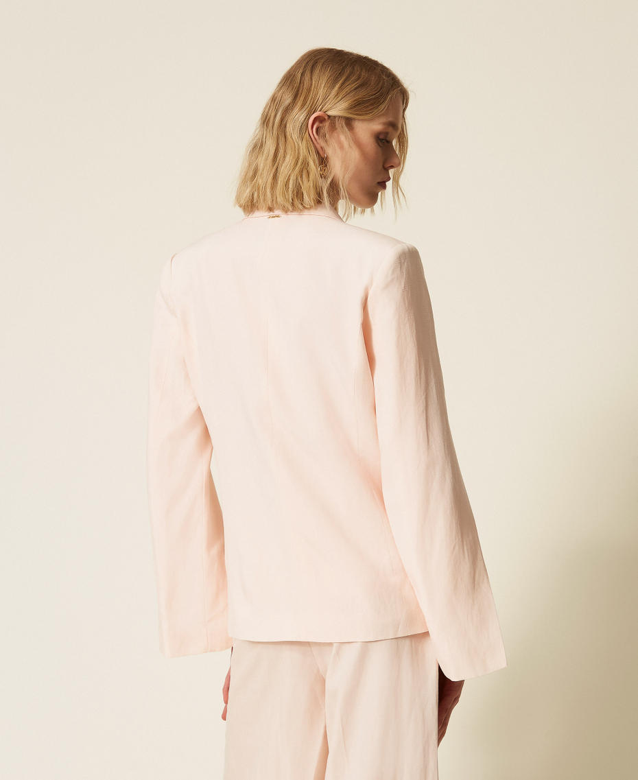 Blouson crois&eacute; en lin m&eacute;lang&eacute; Pearl Rose Femme 261TT2550_13144_03