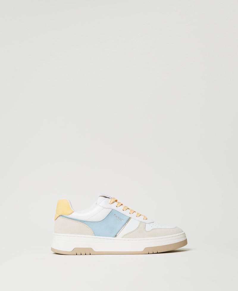 Sneakers in pelle color block Bicolor Airy Blue / Pale Yellow Donna 251TCP010_12156_01