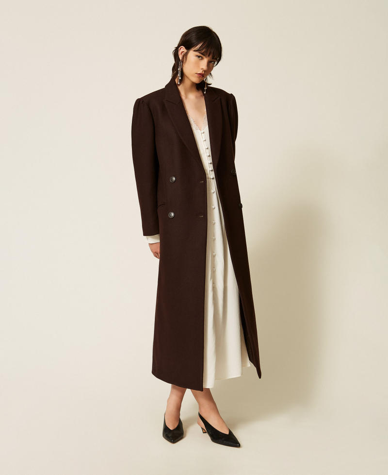 Wool blend cloth coat Darkness Brown Woman 262TP2450_13411_T0