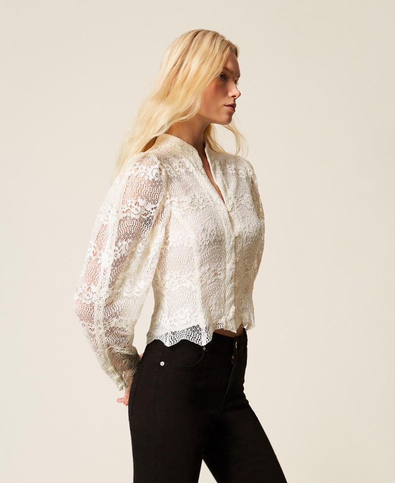 Macram&eacute; lace jacket Mother Of Pearl Woman 261TP2902_00059_02