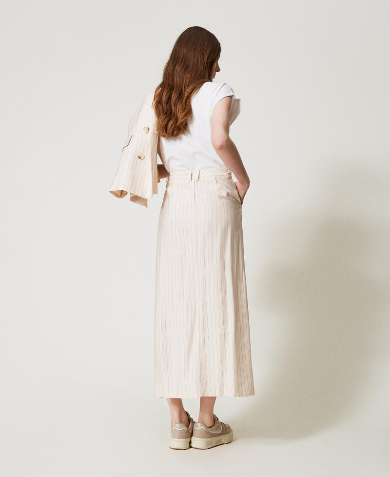 Jupe longue ray&eacute;e Rayure Beige/Noir Femme 251LL2AEE_12247_03